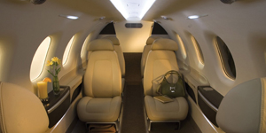 Embraer Phenom 300 cabin for Martha's Vineyard charter