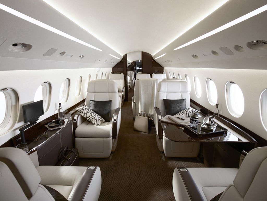 Dassault Falcon 2000LXS cabin for Martha's Vineyard charter