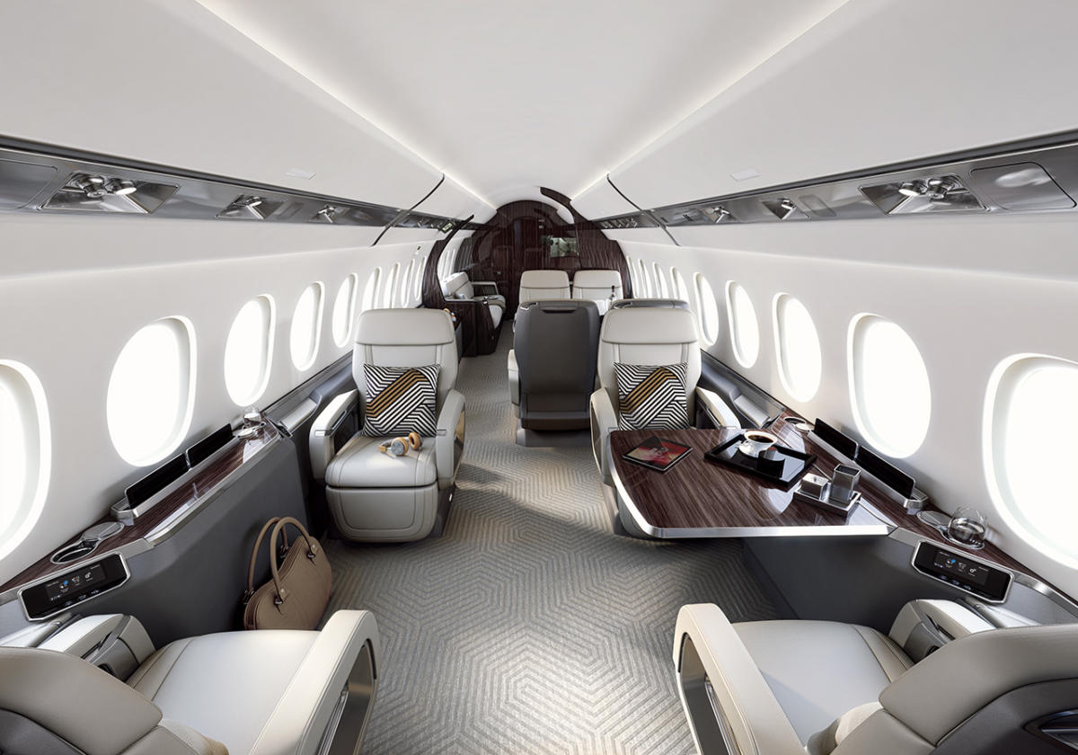 Dassault Falcon 6X cabin for Martha's Vineyard charter