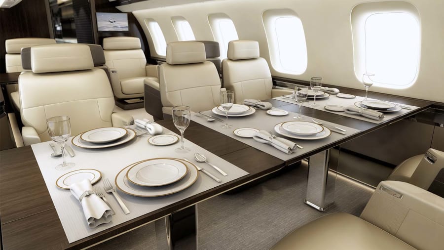 Bombardier Global 7500 cabin for Martha's Vineyard charter